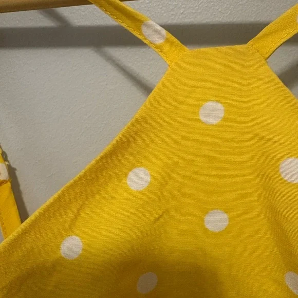 Venus Yellow Polka Dot Pinup Girl Halter Fit & Flare Dress - Picture 3 of 7